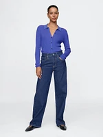 CashSoft Rib Polo Shirt Cardigan