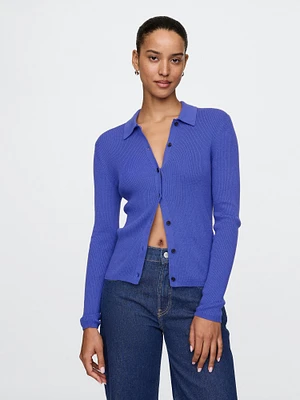 CashSoft Rib Polo Shirt Cardigan