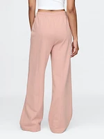 French Terry Seamed Wide-Leg Sweatpants