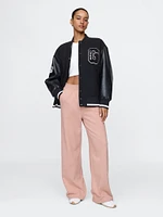 French Terry Seamed Wide-Leg Sweatpants