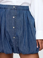 Denim Bubble Mini Skirt