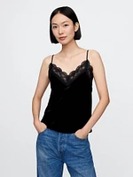 Recycled Velvet Lace-Trim Cami