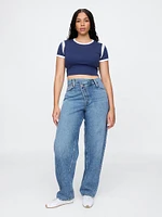 High Rise Crossover Barrel Jeans