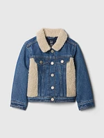 Baby & Toddler Sherpa Heart Icon Denim Jacket