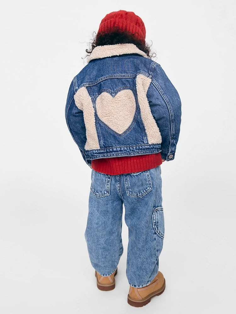 Baby & Toddler Sherpa Heart Icon Denim Jacket