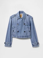 Cropped UltraSoft Denim Trench Jacket