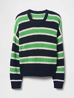 100% Cotton Shaker-Stitch Crewneck Sweater