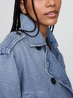 Cropped UltraSoft Denim Trench Jacket