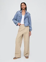 Cropped UltraSoft Denim Trench Jacket