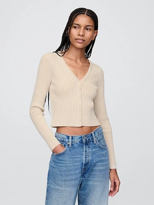 100% Cotton Cropped Plaited Rib Cardigan