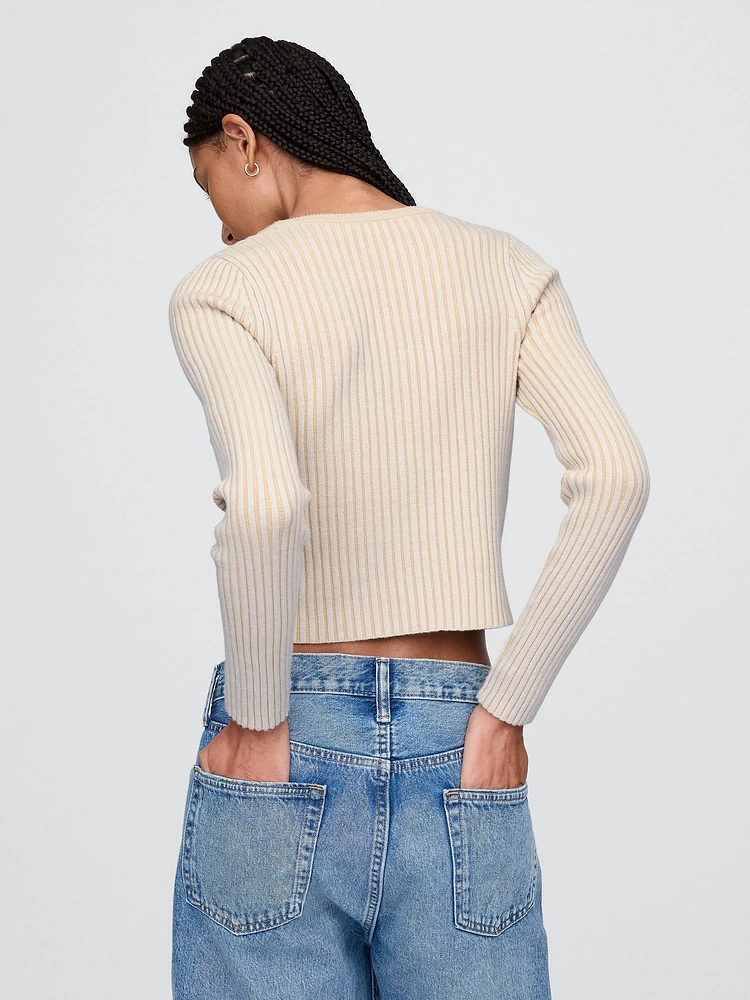 Plaited Rib Crop Cardigan