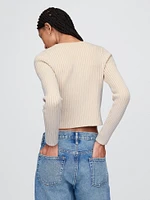 Cropped Plaited Rib Cardigan