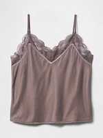 Recycled Velvet Lace-Trim Cami