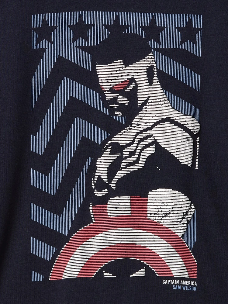 Kids Marvel Captain America Recycled PJ Short Set