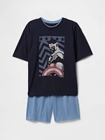 Kids Marvel Captain America Recycled PJ Short Set