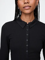 Modern Wide Rib Cropped Polo Shirt