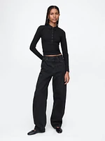 Modern Wide Rib Cropped Polo Shirt