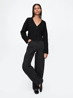 100% Cotton V-Neck Crop Cardigan