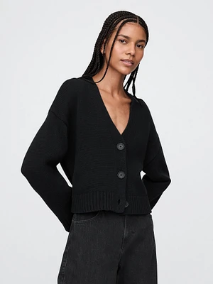 100% Cotton V-Neck Crop Cardigan