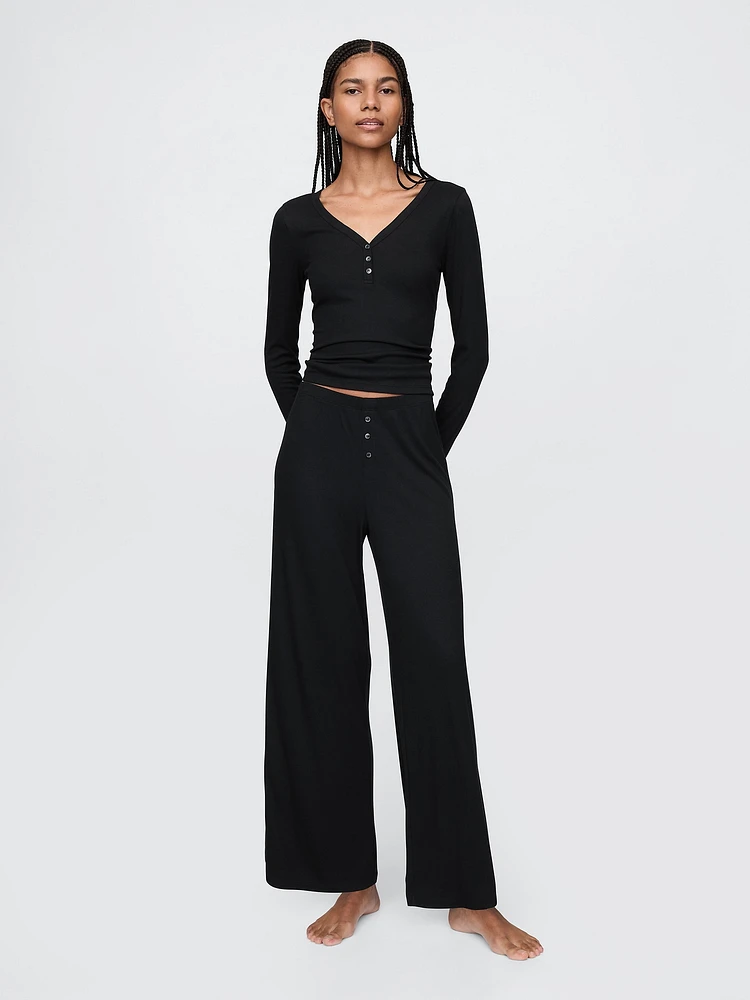 Mini Rib Wide-Leg PJ Pants