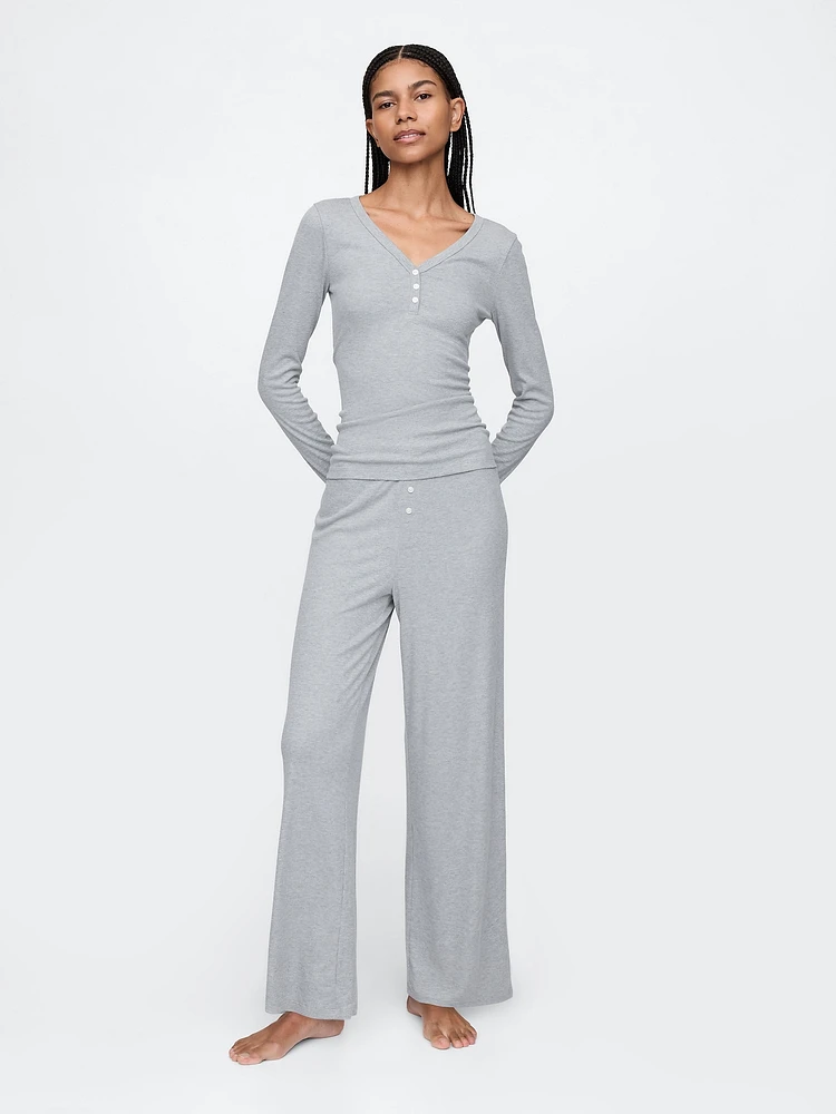 Mini Rib Wide-Leg PJ Pants