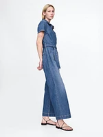 Belted Denim Jumpsuit