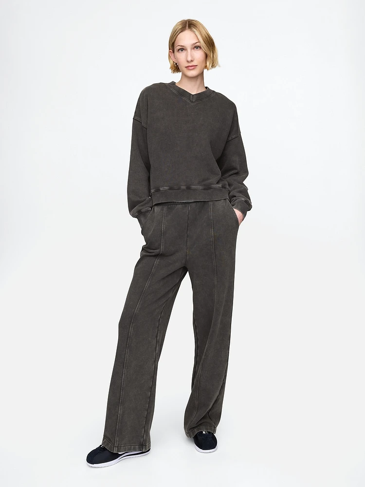 French Terry Seamed Wide-Leg Sweatpants