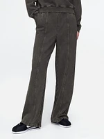 French Terry Seamed Wide-Leg Sweatpants