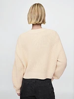 100% Cotton Shaker-Stitch V-Neck Sweater