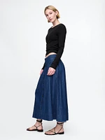 Denim Western Yoke Midi Skirt