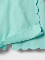Kids Linen-Cotton Scalloped Wrap Skort