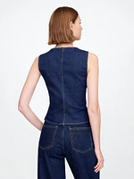 Square-Neck Denim Top