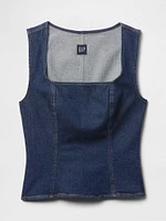 Square-Neck Denim Top