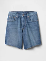 8" Mid Rise ';90s Loose Denim Bermuda Shorts