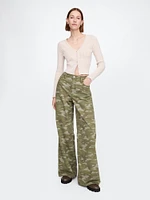 Mid Rise Camo Baggy Jeans