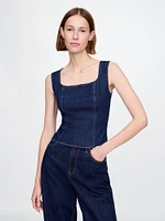 Square-Neck Denim Top