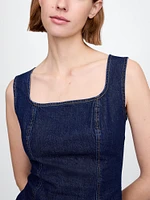 Square-Neck Denim Top