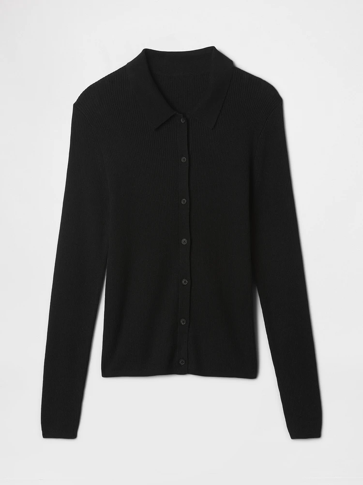 CashSoft Rib Polo Shirt Cardigan