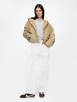 Hooded Nylon Cropped Jacket