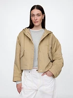 Hooded Nylon Cropped Jacket