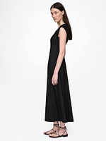 Linen-Blend Cap-Sleeve Maxi Dress