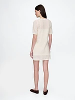 Linen-Blend Pointelle Dress