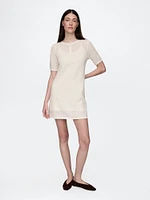 Linen-Blend Pointelle Dress