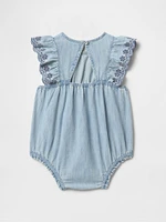 Baby Denim Ruffle Bubble Shorty One-Piece