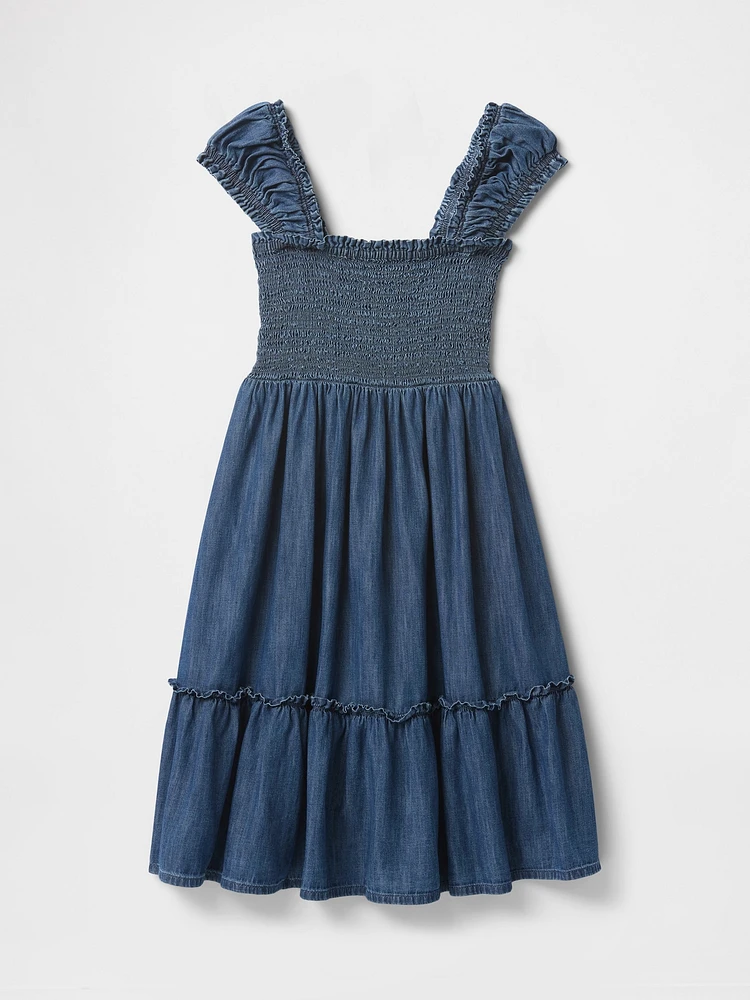 Kids Denim Puff-Sleeve Dress