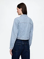 UltraSoft Denim Stripe Cropped Icon Jacket