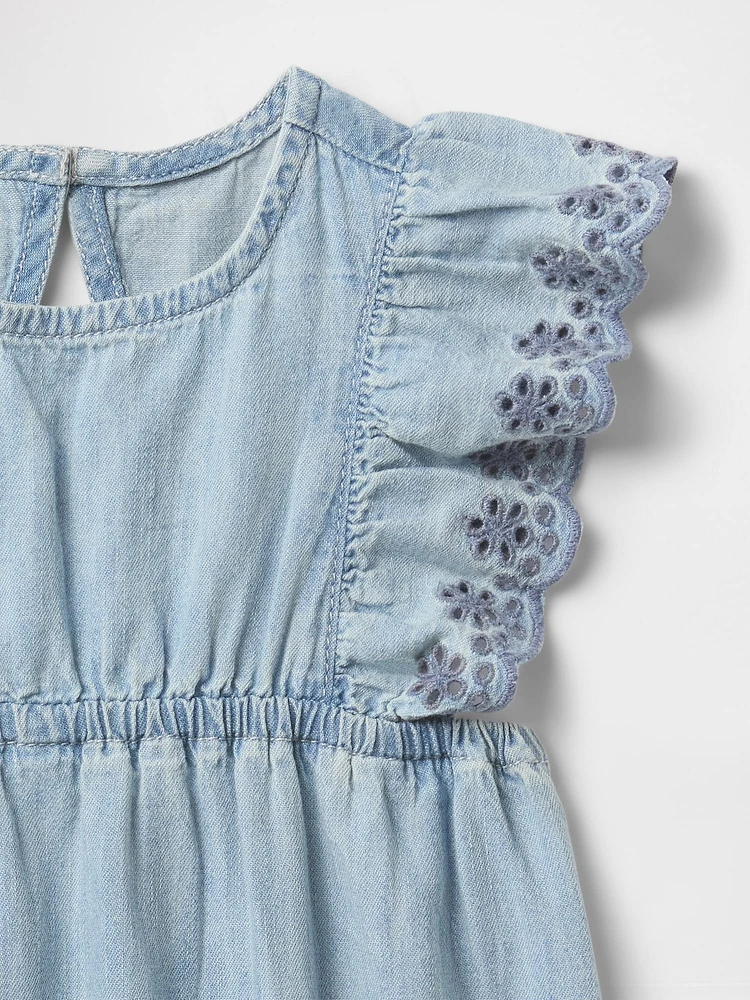 Baby Denim Ruffle Bubble Shorty One-Piece