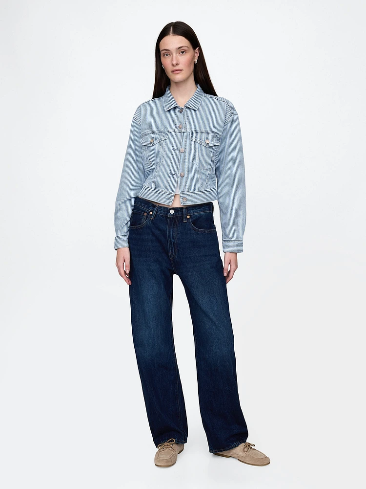 UltraSoft Denim Stripe Cropped Icon Jacket