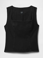 Square-Neck Denim Top