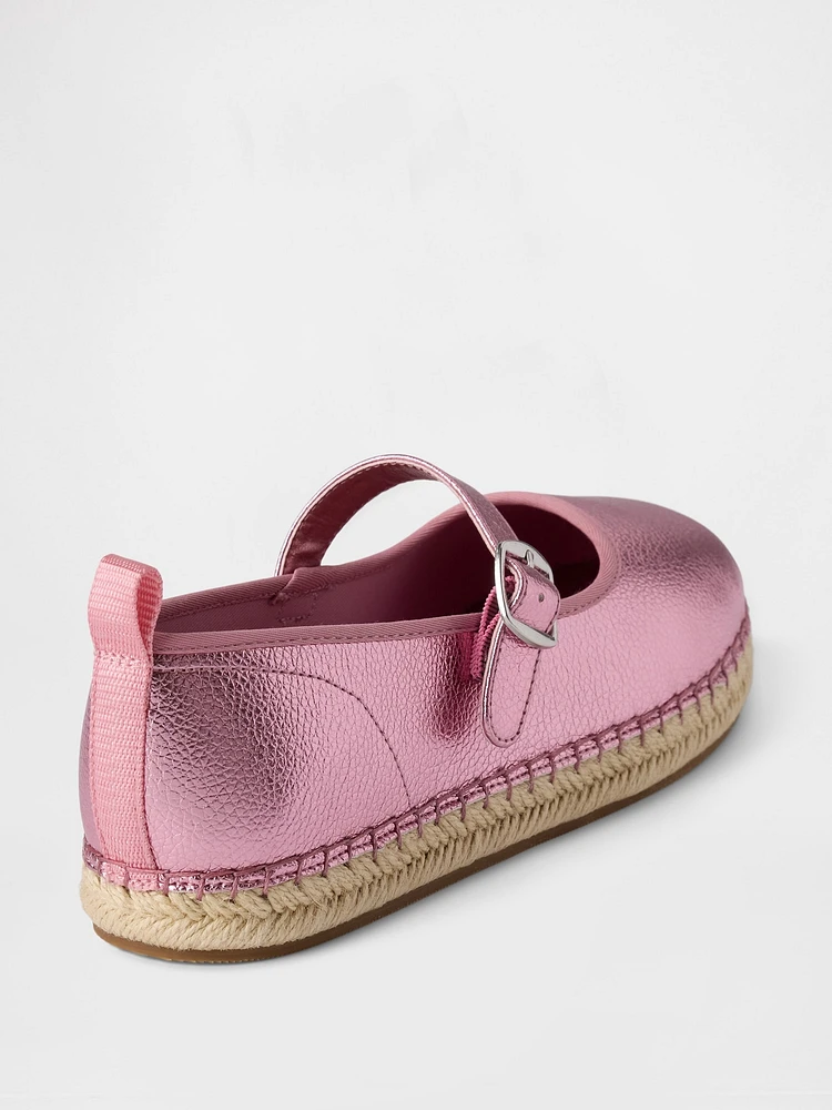 Kids Metallic Mary Jane Espadrilles